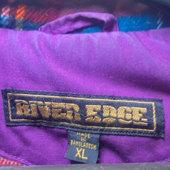 Vintage XL Purple Jacket Plaid Lining Multi-Pocket Warm Outdoor Coat NO HOOD - Picture 3 of 8